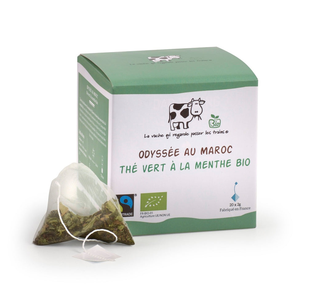 Thé vert à la menthe - Odysée au Maroc 20 x 2 g (pyramides) bio La Vache