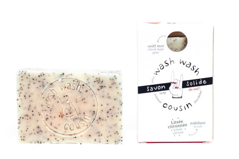Savon solide litsée citronée exfoliant  "Wash Wash Cousin"