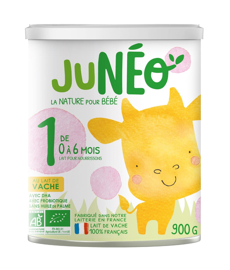 Lait de nourrissons 1er age 900g (0-6 mois) au lait de vache bio JUNEO (-10% à l'achat de 6 boites)