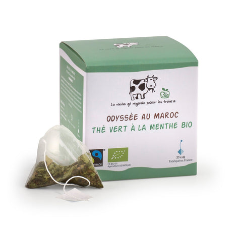 Thé vert à la menthe - Odysée au Maroc 20 x 2 g (pyramides) bio La Vache